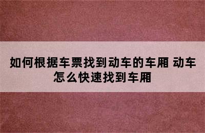 如何根据车票找到动车的车厢 动车怎么快速找到车厢